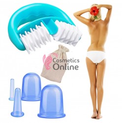 Ventuze de masaj anticelulitic si facial VMA010BB, 4 bucati Albastre + 1 Accesoriu si saculet